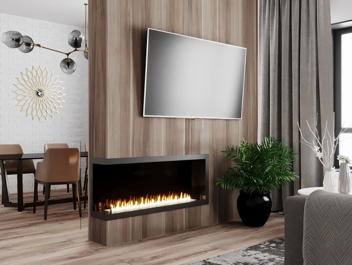 Биокамин "Русский огонь" Честер 1200 угловой левый с защитным и декоративным стеклом по цене 52 500 руб.