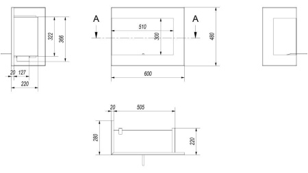 Биокамин Kratki DELTA/L/600 угловая по цене &euro;447